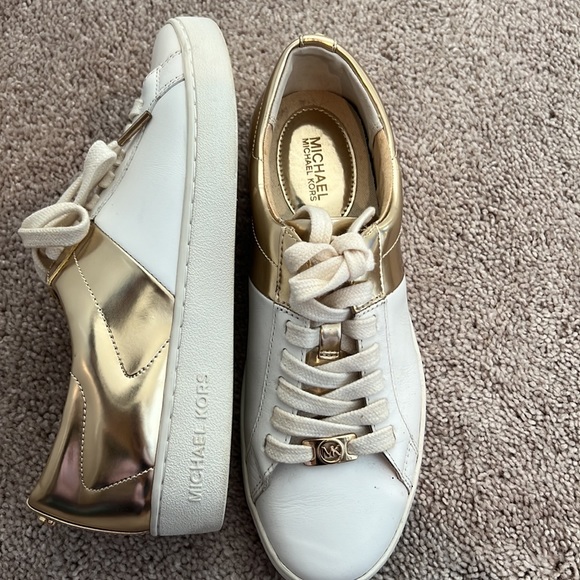 MICHAEL Michael Kors White & Gold Sneakers - Picture 3 of 5